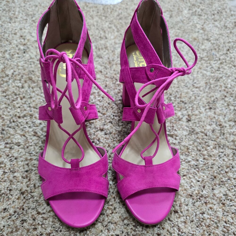 Circus by Sam Edelman Emilia Tan Suede Lace Up Heels Size 10 Hot Pink